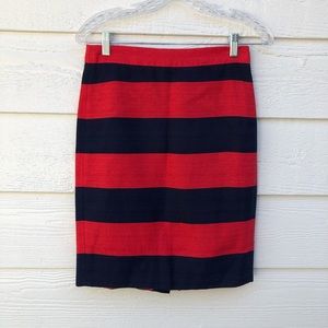 J. Crew The Pencil Skirt Blue and Red Size 00